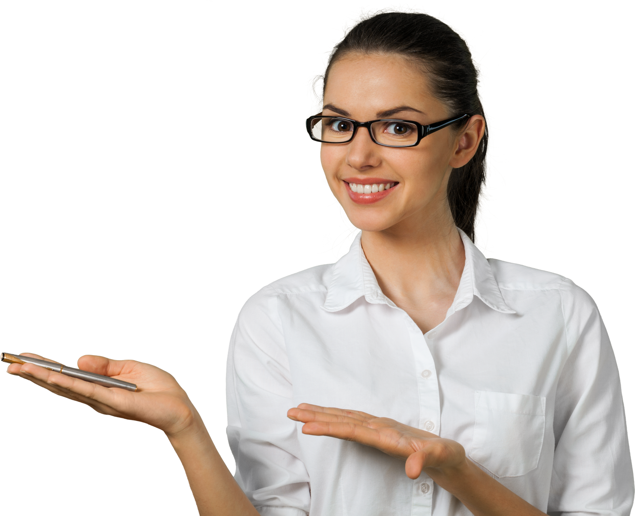 Friendly Young Woman with Glasses